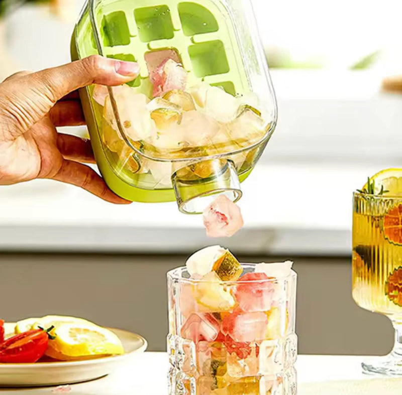 Ice cubes released from bottle