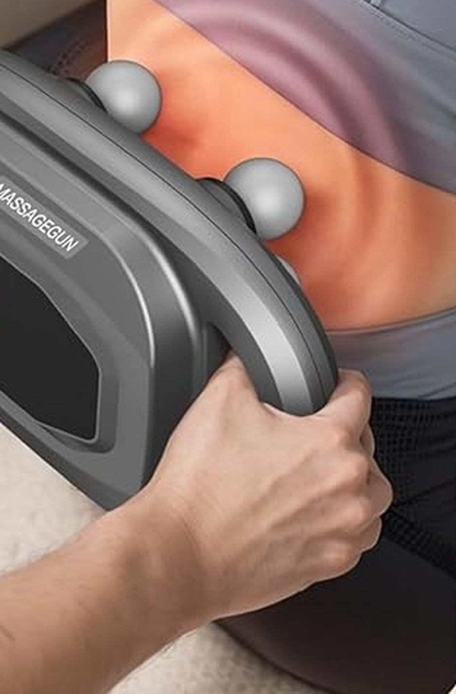 ReliefPro held by both handles against the lower back