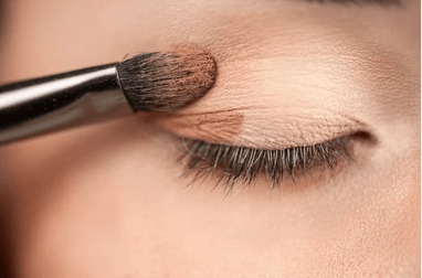 Close up of blended eyeshadow look using the palette