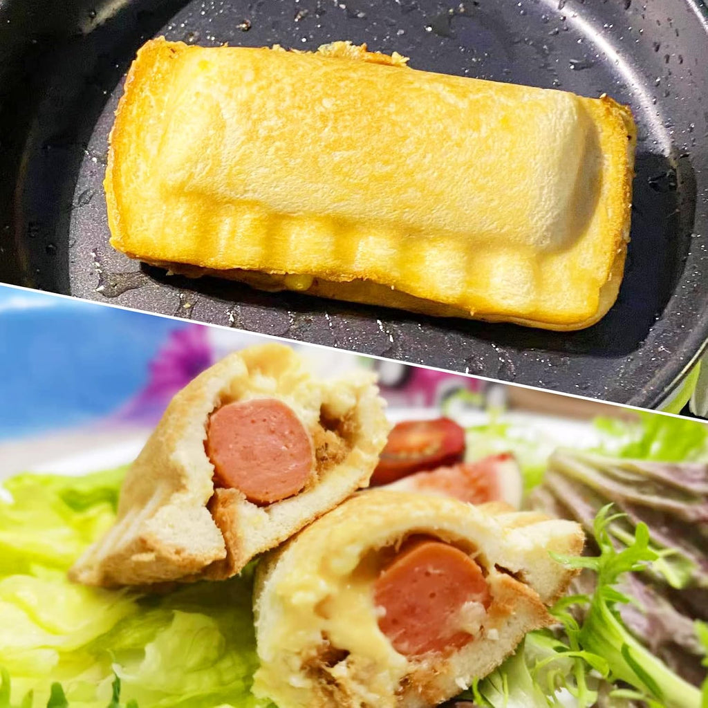 Sealed toasted sandwich removed from the pan